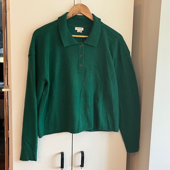 Anthropologie x Pilcro The Jensen Cashmere Crop Polo Sweater Size Large NWT - Picture 6 of 13